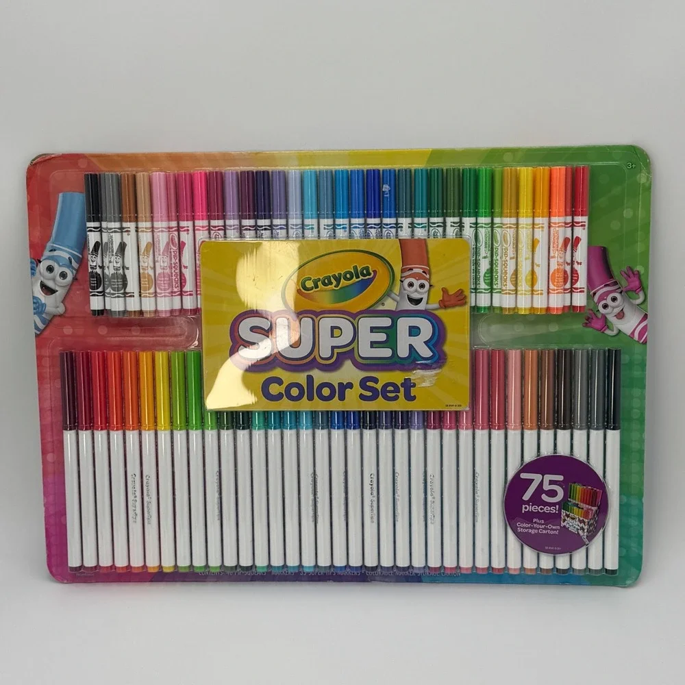 Crayola Super Color‎ Set 75 Piece Art Kit Washable Marker Set Kids Crafts NEW